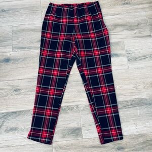 Time and Tru Slim Fit Side Zip Flat Front Red/Black Plaid Pant Size 12